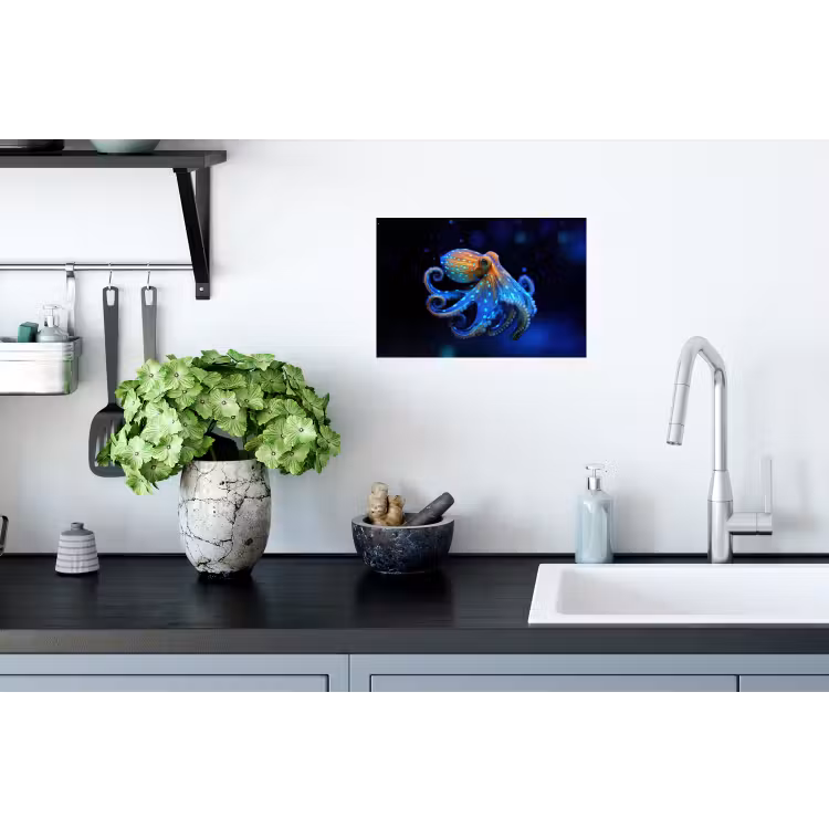 Octopus - Stippen - Blauw - Zee Muursticker klein -keuken