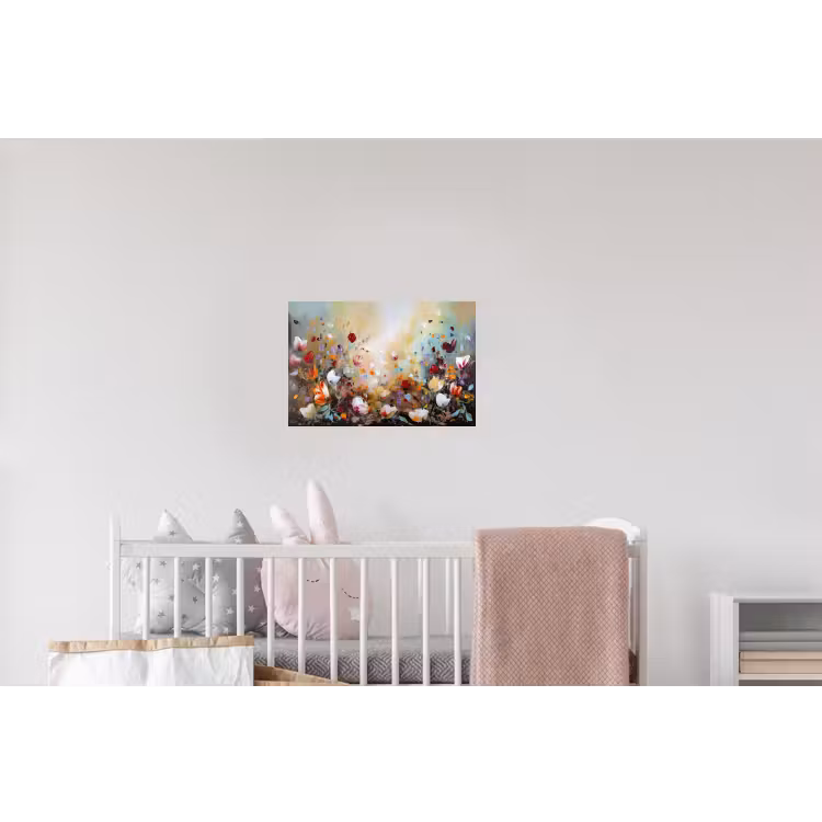 Olieverf - Bloemen - Kleurrijk - Natuur Muursticker klein -kinderkamer