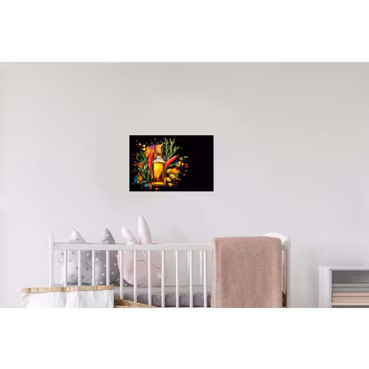 Olijfolie - Graffiti - Peper - Olijven - Modern Muursticker klein -kinderkamer