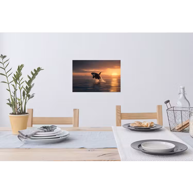 Orka - Zee - Zonsondergang Muursticker klein -eettafel