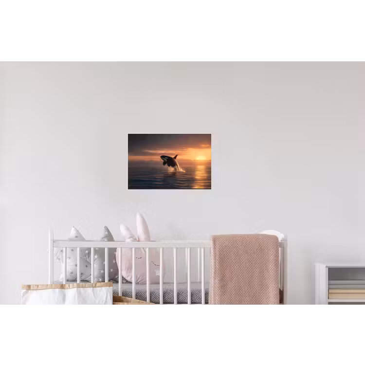 Orka - Zee - Zonsondergang Muursticker klein -kinderkamer