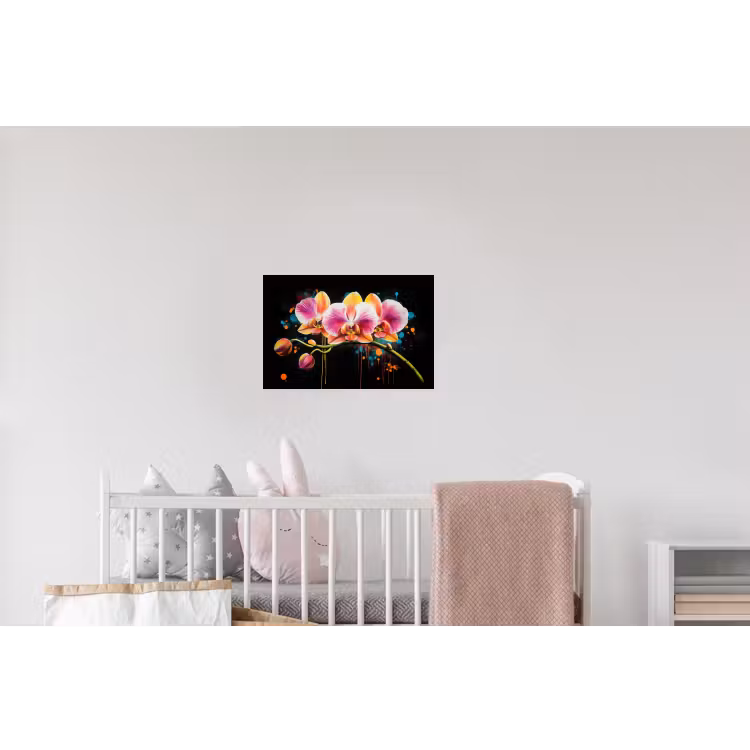 Orchidee - Graffiti - Kleurrijk - Bloemen - Abstract Muursticker klein -kinderkamer