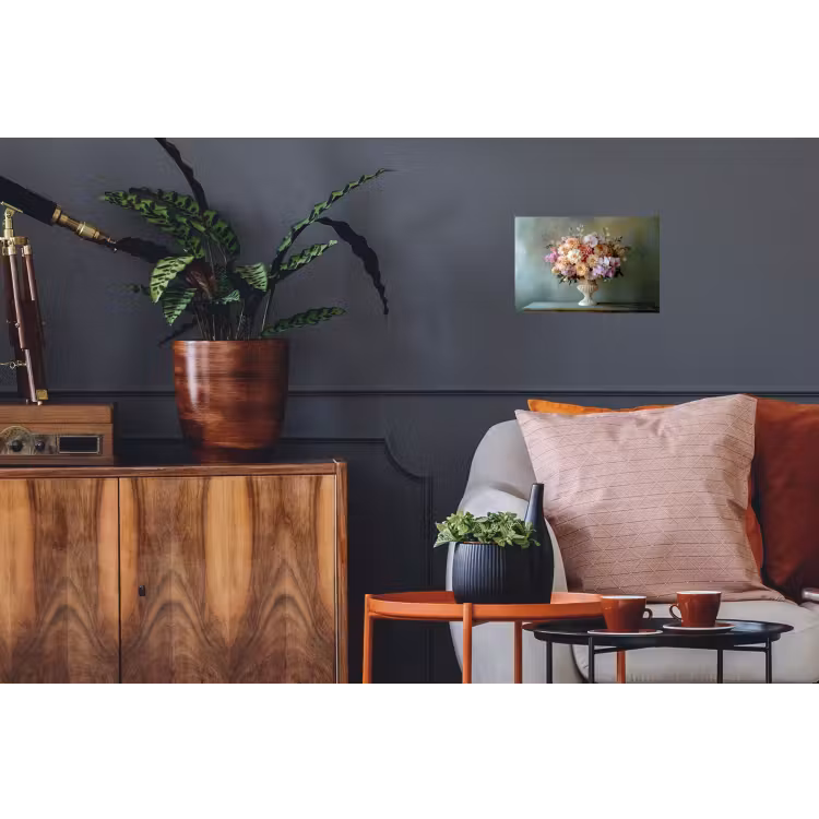 Orchidee - Boeket - Vaas - Bloemen Muursticker klein -kamerbank