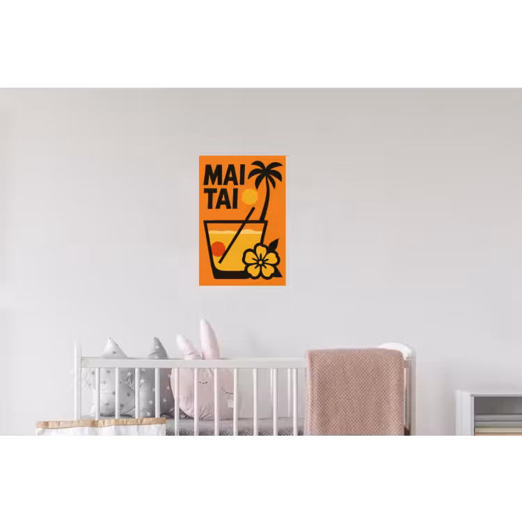 Palmboom - Bloem - Art - Drink Muursticker klein -kinderkamer