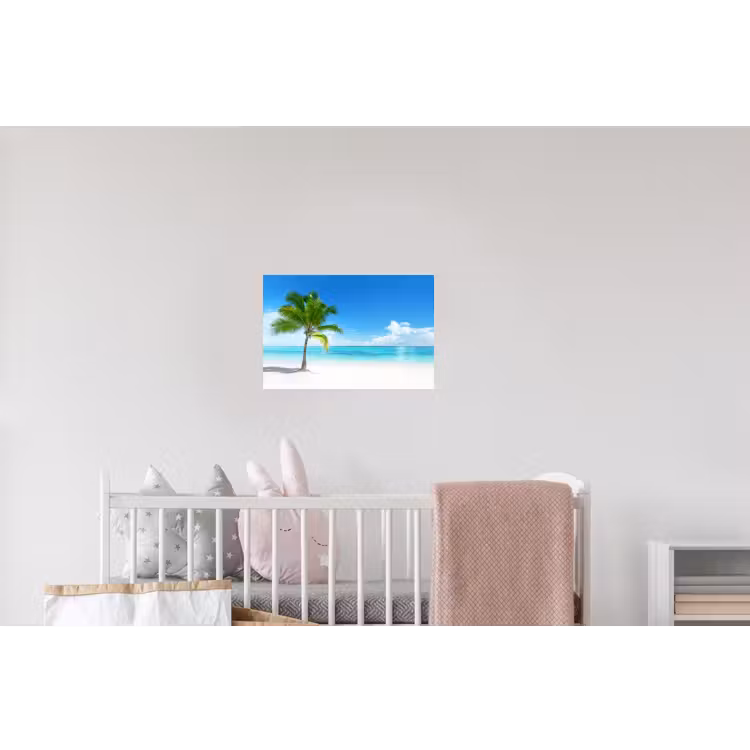 Palmboom - Strand - Zee - Zomer Muursticker klein -kinderkamer
