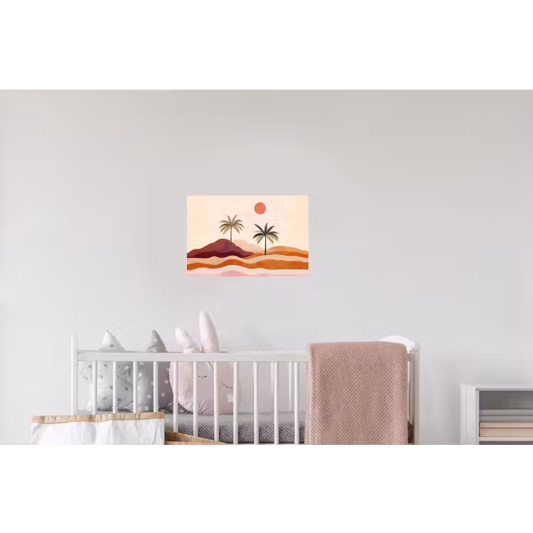 Palmbomen - Abstract - Zon - Heuvels Muursticker klein -kinderkamer