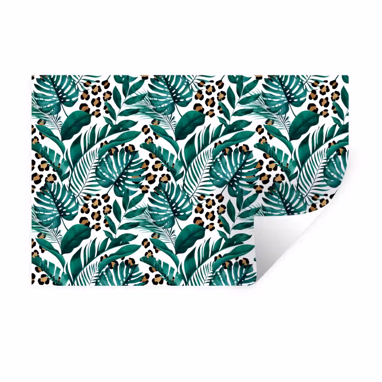 Palmblad - Panterprint - Tropical Muursticker klein -3d
