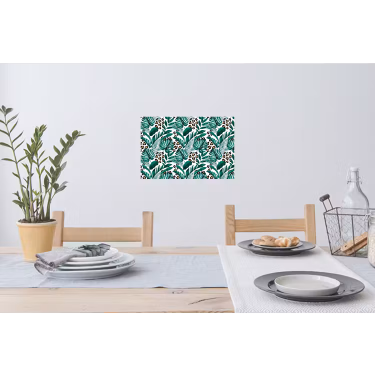 Palmblad - Panterprint - Tropical Muursticker klein -eettafel