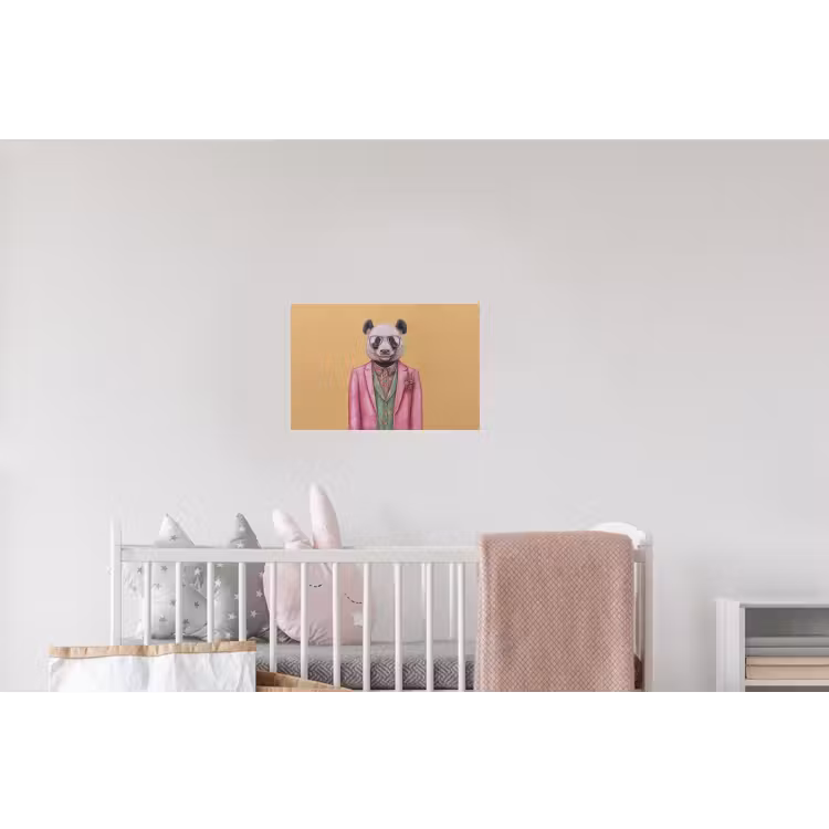 Panda - Pak - Zonnebril - Blauw Muursticker klein -kinderkamer