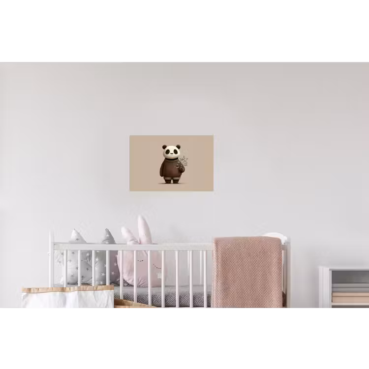 Panda - Blauwe bloemen - Zachtheid Muursticker klein -kinderkamer