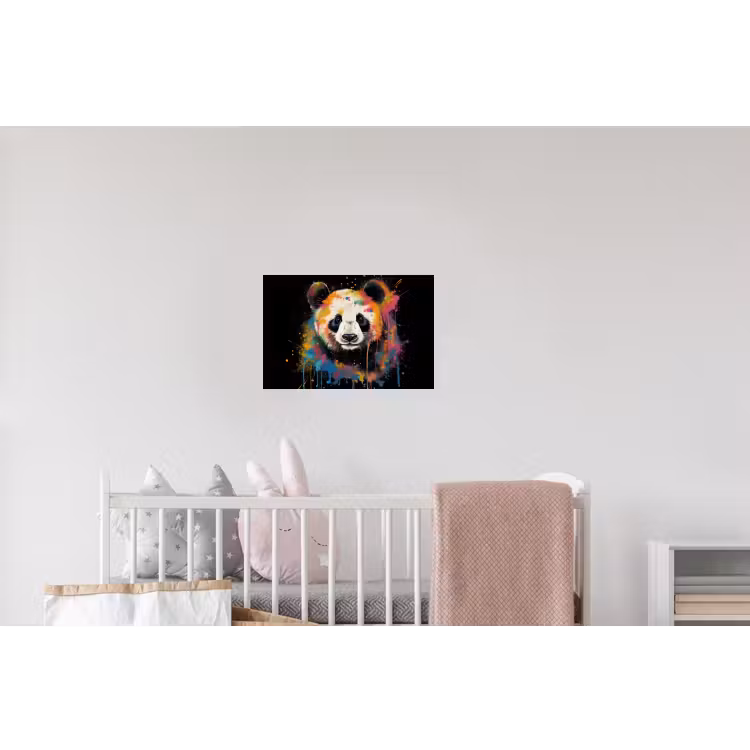 Panda - Graffiti - Dieren - Zwart - Kleuren Muursticker klein -kinderkamer
