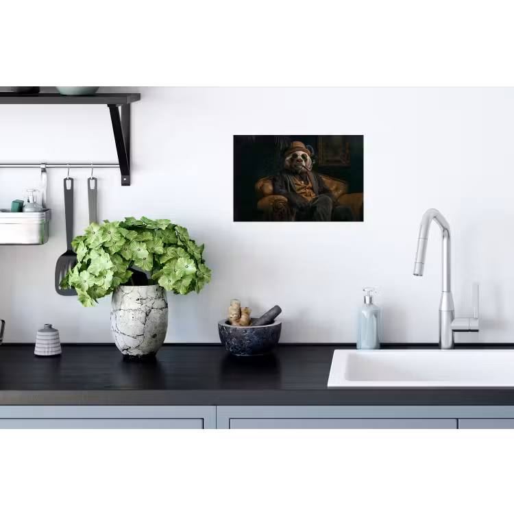 Panda - Hoed - Bril - Pak Muursticker klein -keuken
