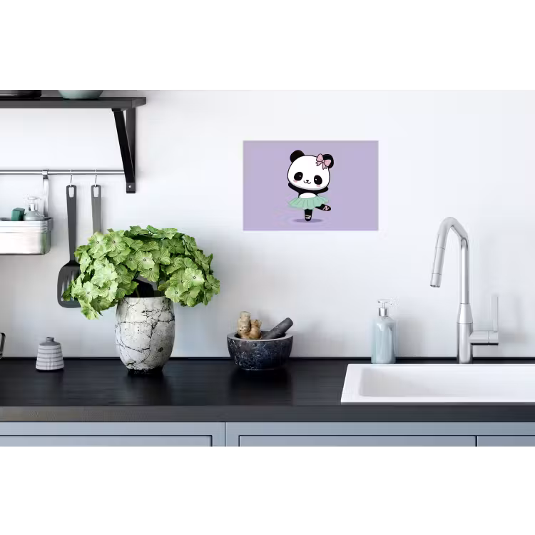 Panda - Paars - Sierlijk - Kawaii Muursticker klein -keuken