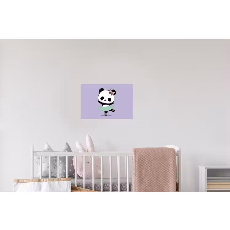 Panda - Paars - Sierlijk - Kawaii Muursticker klein -kinderkamer