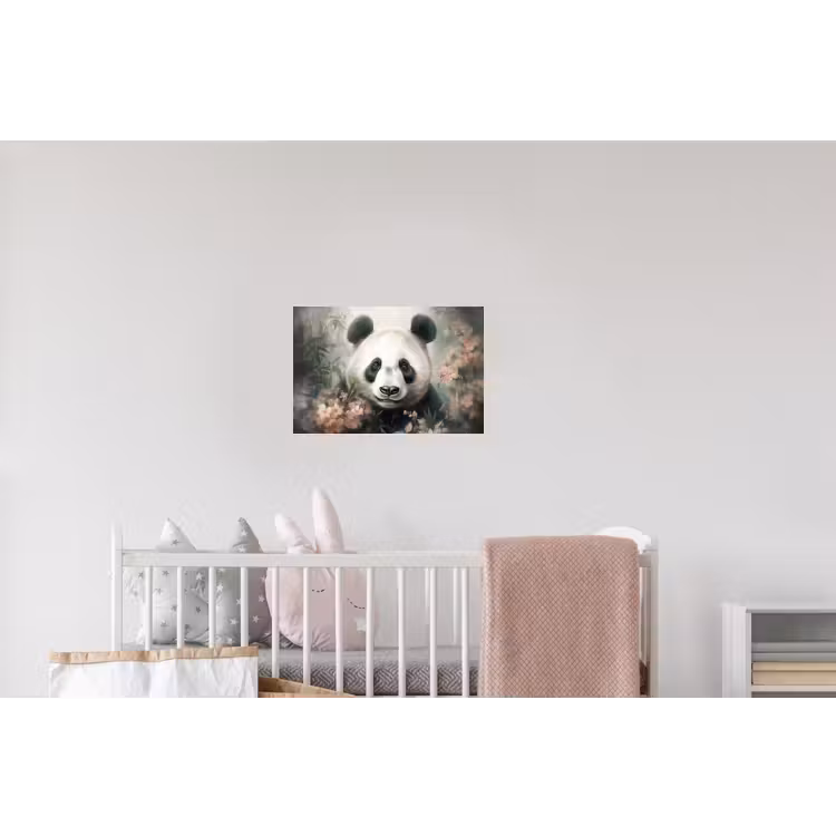 Panda - Dieren - Bloemen - Planten Muursticker klein -kinderkamer