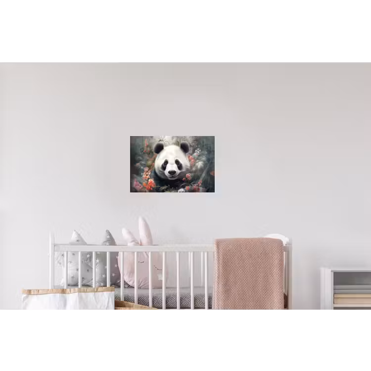 Panda - Wilde dieren - Bloemen - Natuur Muursticker klein -kinderkamer