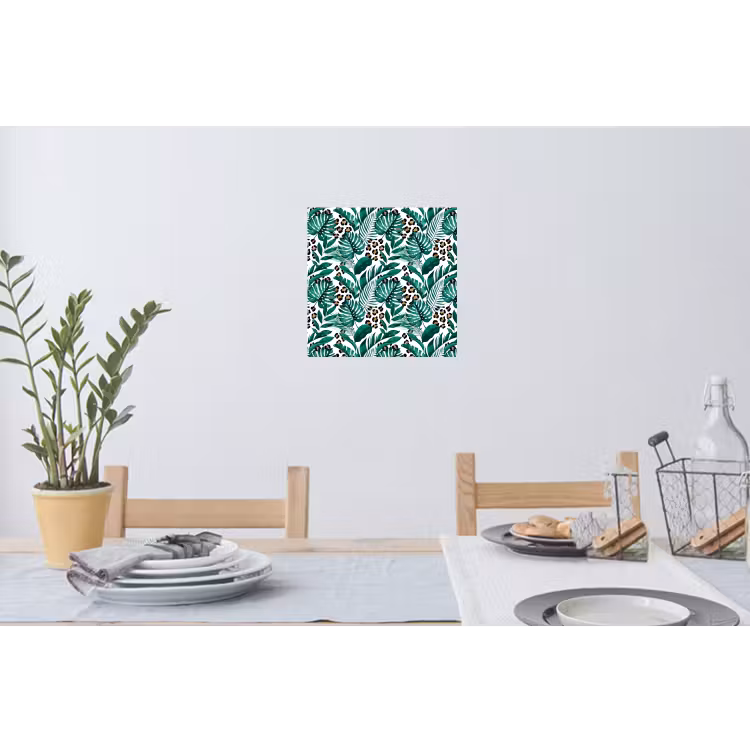 Inductie beschermer - Panterprint - Bladeren - Jungle - Afdekplaat voor kookplaat Muursticker klein -eettafel