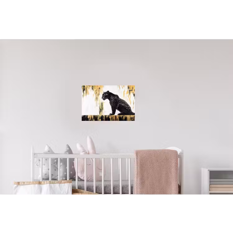 Panter - Zwart - Abstract - Goud Muursticker klein -kinderkamer