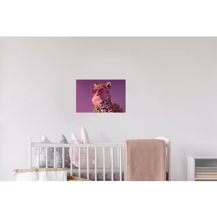 Panter - Zonnebril - Kauwgombel - Roze Muursticker klein -kinderkamer