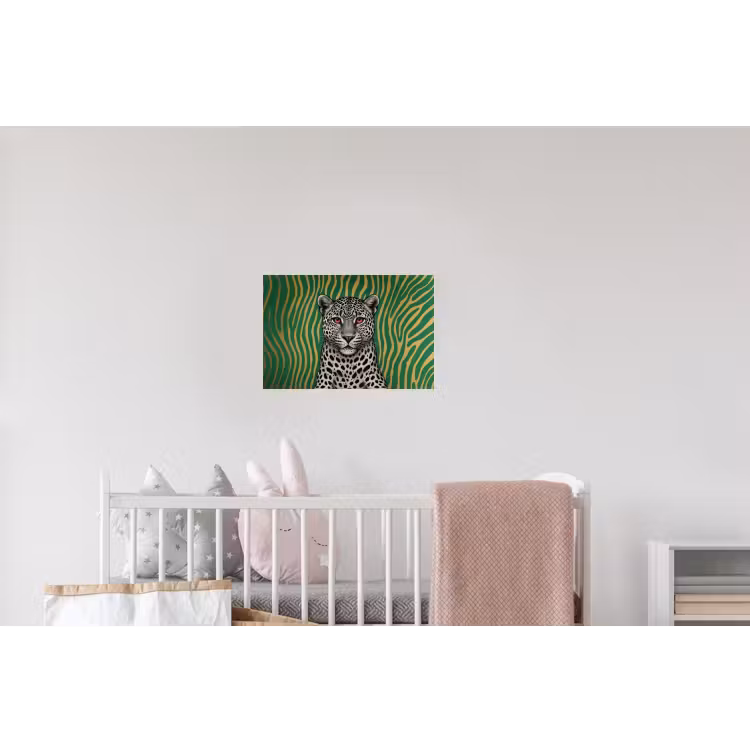 Panter - Zebrapatroon - Groen Muursticker klein -kinderkamer