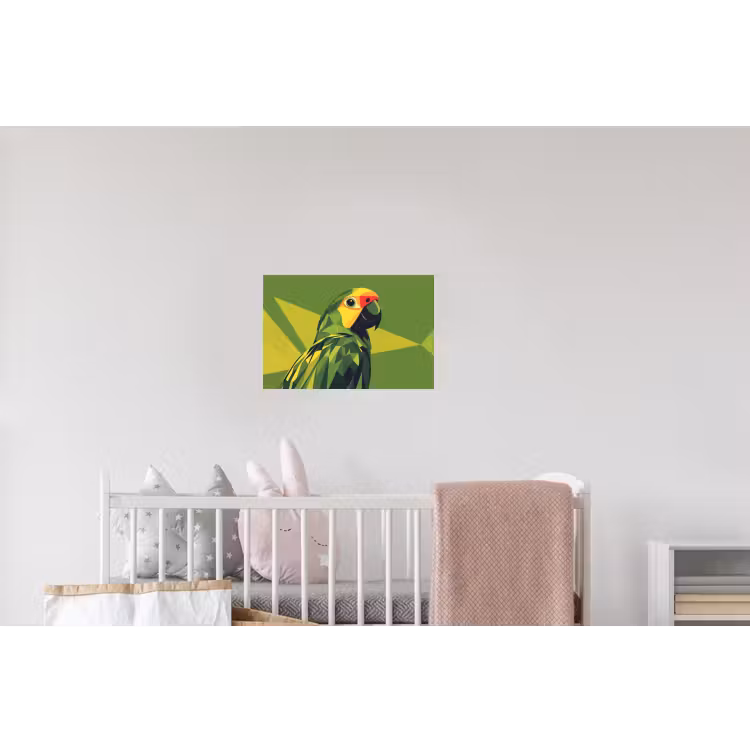 Papegaai - Groen - Snavel - Abstract Muursticker klein -kinderkamer