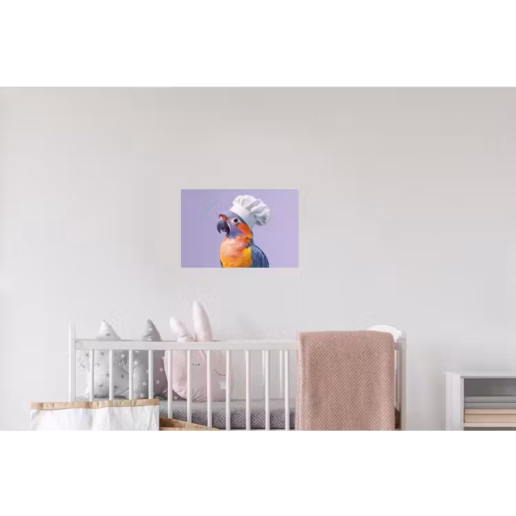 Papegaai - Koksmuts - Paars - Cute Muursticker klein -kinderkamer