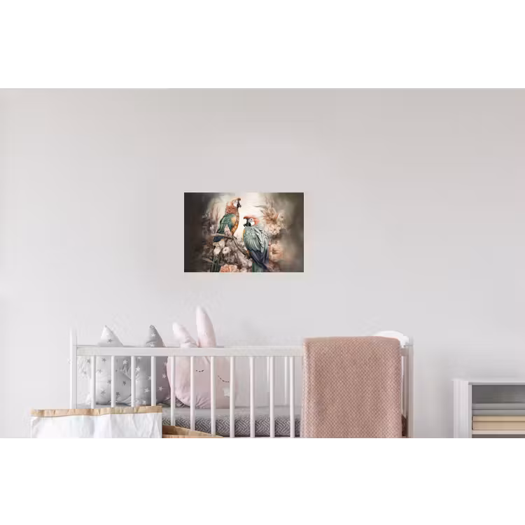 Papegaaien - Vogels - Natuur - Bloemen Muursticker klein -kinderkamer