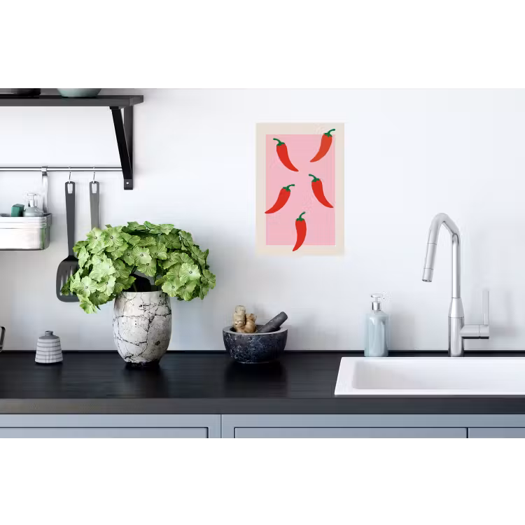 Pepers - Rood - Illustratie Muursticker klein -keuken