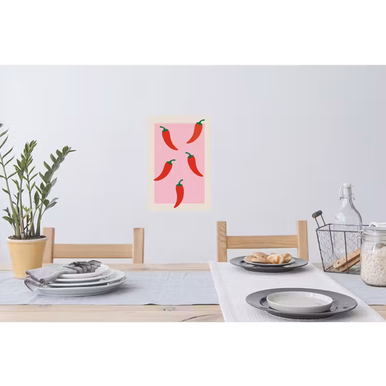 Pepers - Rood - Illustratie Muursticker klein -eettafel