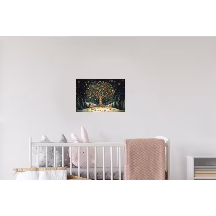 Feestboom - Winterhemel - Kleurrijk Muursticker klein -kinderkamer