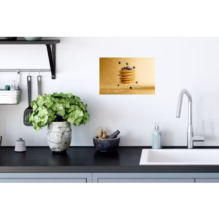 Pannenkoeken - Eten - Honing - Geel Muursticker klein -keuken