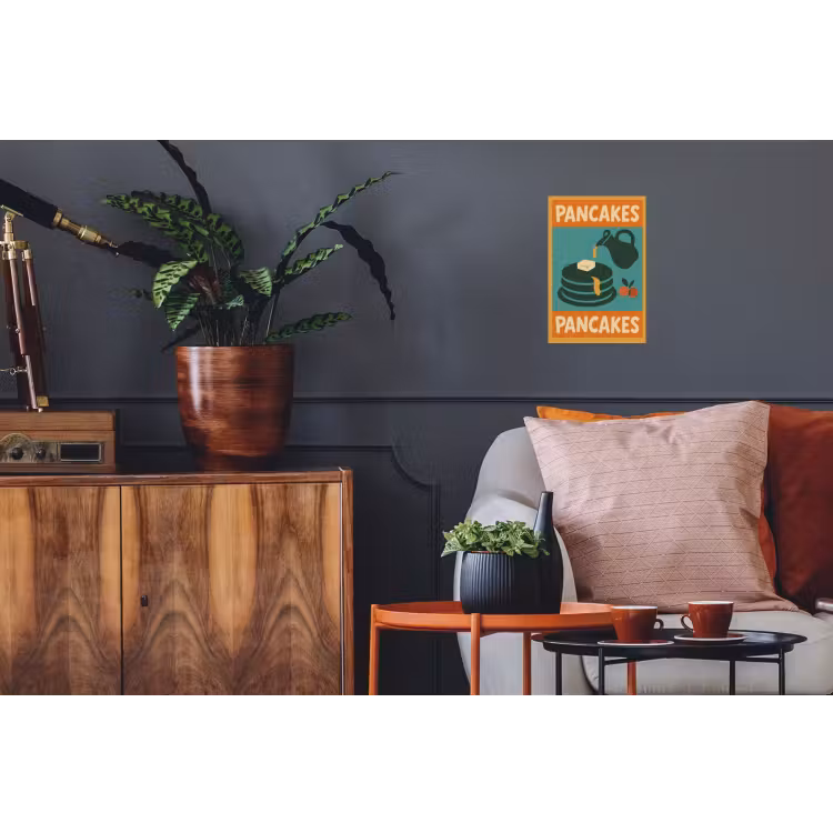 Pannenkoeken - Siroop - Illustratie - Oranje Muursticker klein -kamerbank