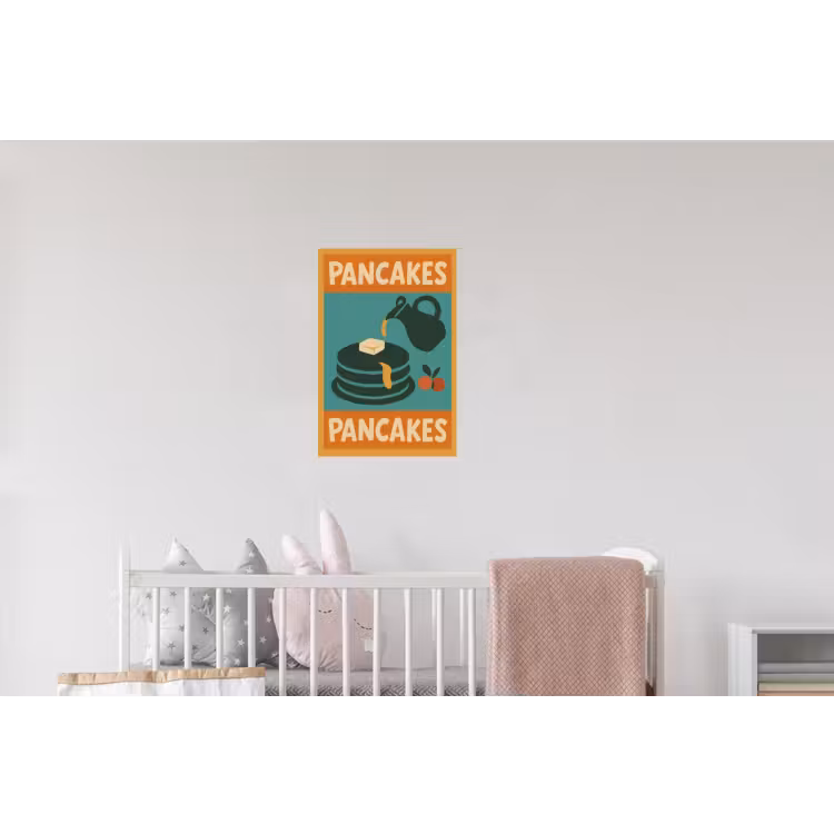 Pannenkoeken - Siroop - Illustratie - Oranje Muursticker klein -kinderkamer
