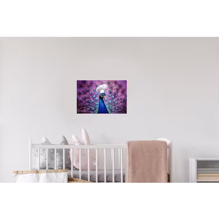 Pauw - Koksmuts - Cool - Paars Muursticker klein -kinderkamer