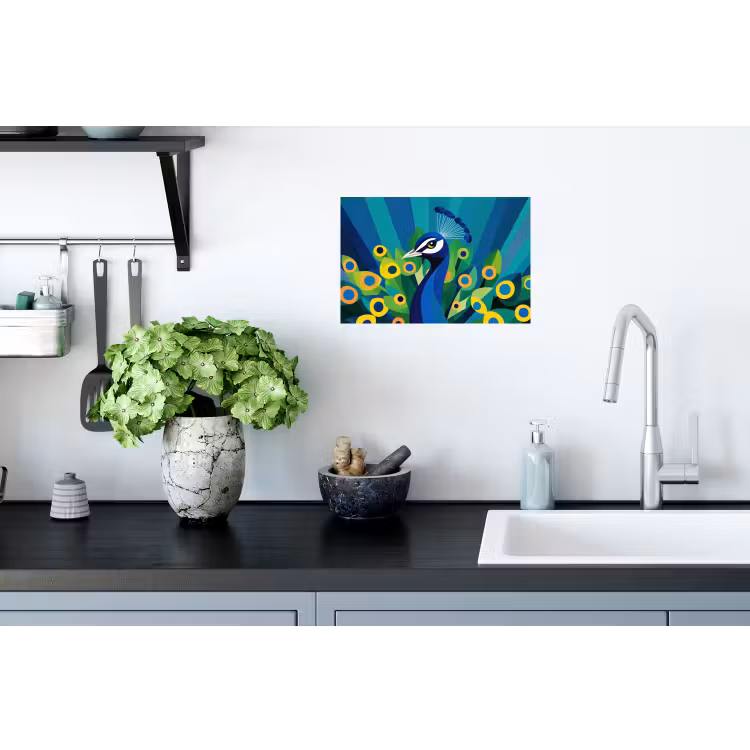 Pauw - Cirkels - Blauw Muursticker klein -keuken