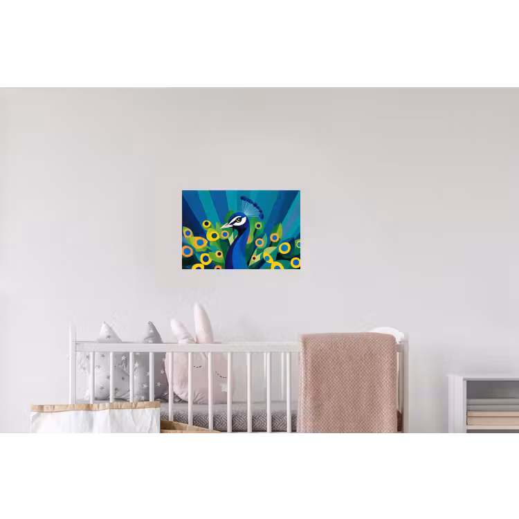 Pauw - Cirkels - Blauw Muursticker klein -kinderkamer