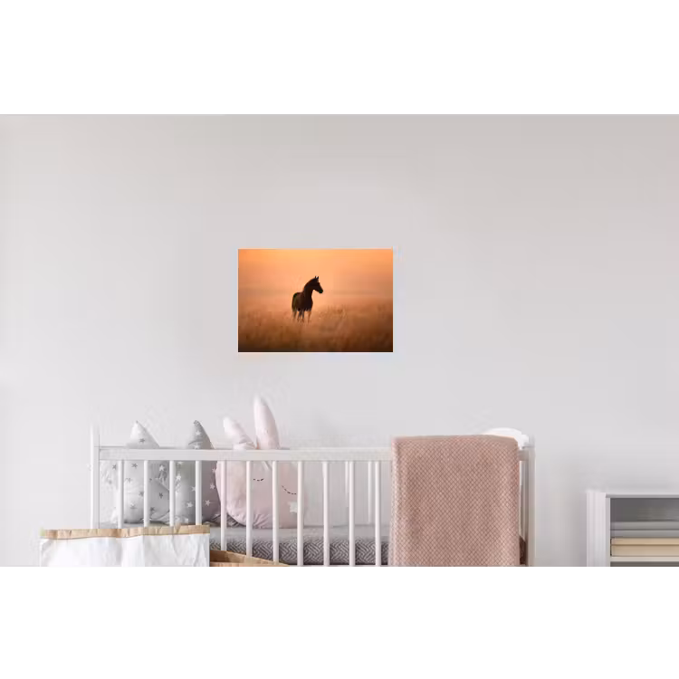 Paard - Grasveld - Zonsondergang Muursticker klein -kinderkamer