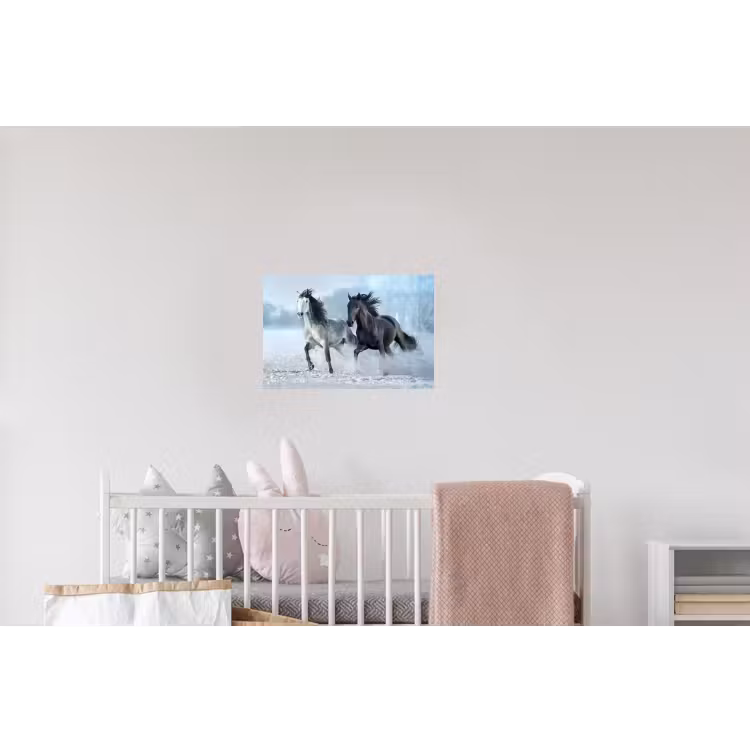 Paarden - Winter - Dieren - Natuur - Sneeuw Muursticker klein -kinderkamer