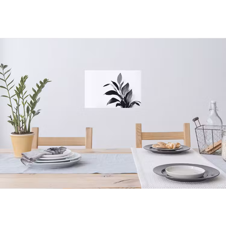 Plant - Bladeren - Minimalistisch - Zwart Muursticker klein -eettafel