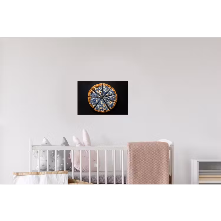 Pizza - Eten - Delftsblauw Muursticker klein -kinderkamer
