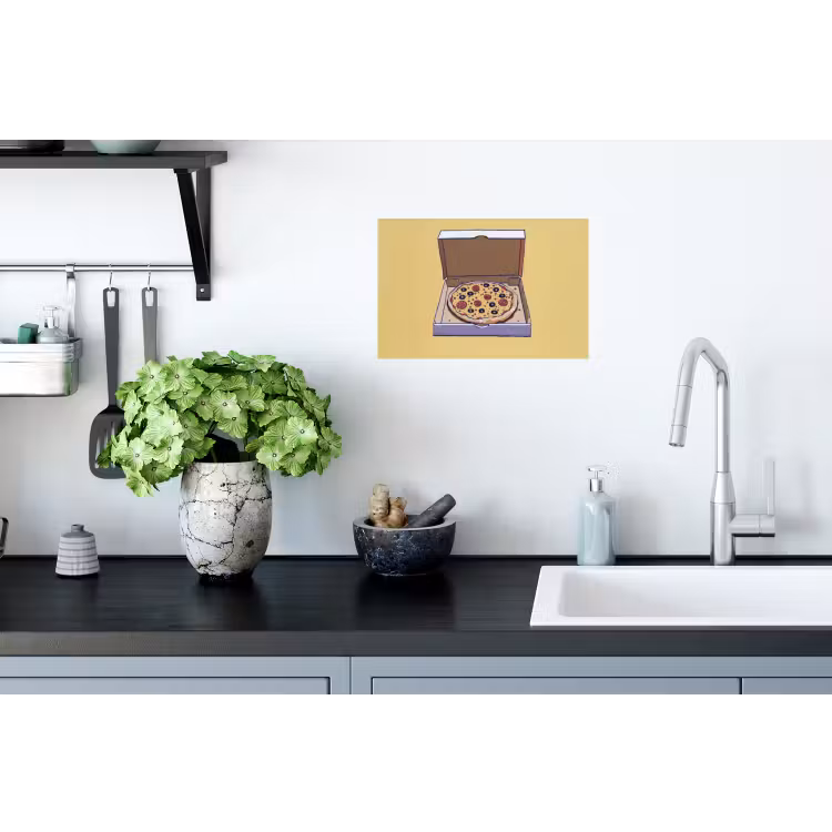 Pizza - Doos - Salami - Illustratie Muursticker klein -keuken