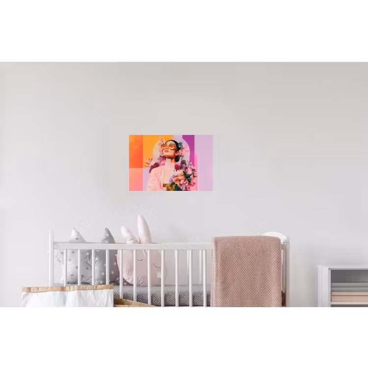 Portret - Vrouw - Abstract - Bloemen Muursticker klein -kinderkamer