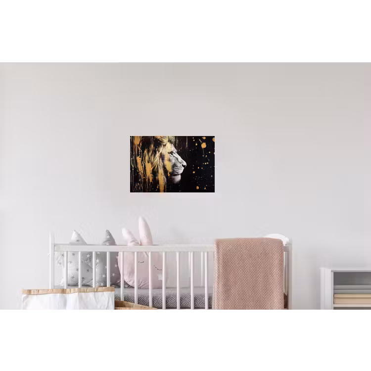 Portret - Leeuw - Abstract - Goud Muursticker klein -kinderkamer