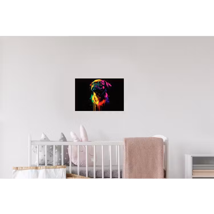 Puck - Hond - Verf - Kleuren Muursticker klein -kinderkamer
