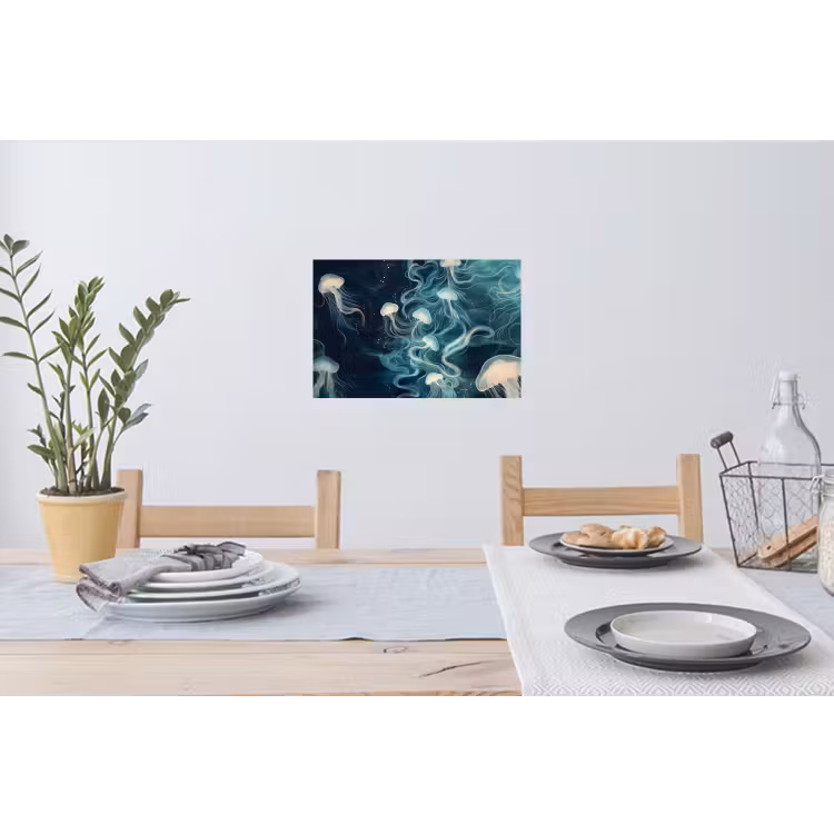 Kwallen - Zee - Wit - Golven Muursticker klein -eettafel