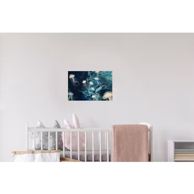 Kwallen - Zee - Wit - Golven Muursticker klein -kinderkamer