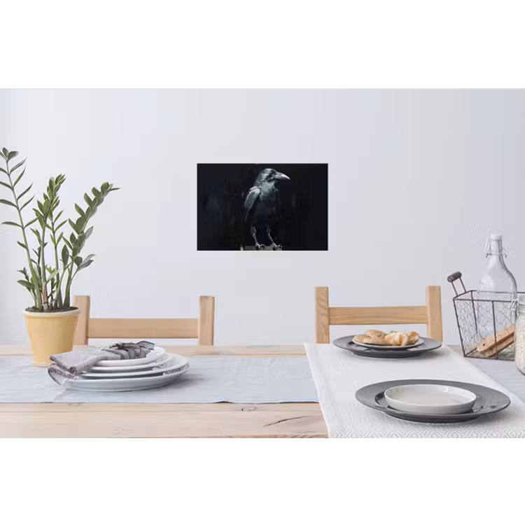Raaf - Vogels - Zwart Muursticker klein -eettafel