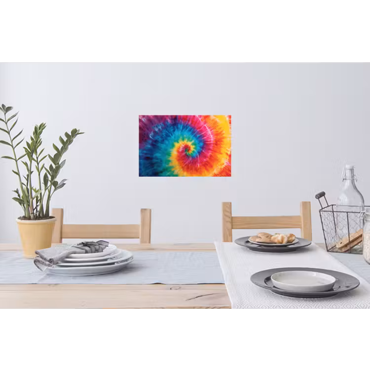 Regenboog - Tie dye - Kleurrijk - Blauw Muursticker klein -eettafel