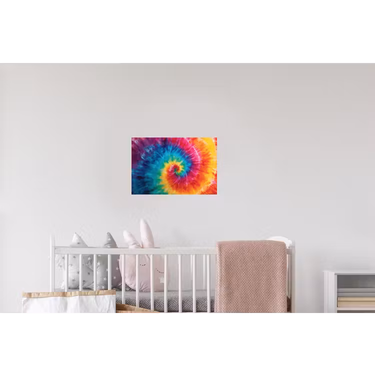 Regenboog - Tie dye - Kleurrijk - Blauw Muursticker klein -kinderkamer