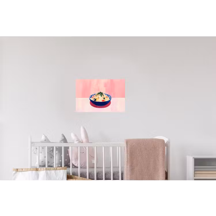 Rijst - Illustratie - Kom - Groente Muursticker klein -kinderkamer